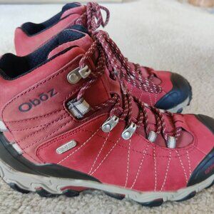 Oboz Bridger Women's Size 8 Wide Red B-Dry Waterproof Hiking Boots -- EUC